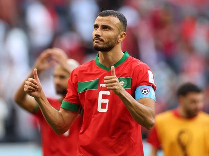 رومان سايس قائد المنتخب المغربي بعد انتهاء المواجهة أمام كرواتيا - 23 نوفمبر 2022 - REUTERS
