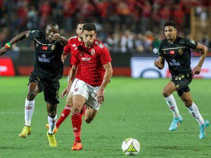 حمدي فتحي لاعب الأهلي المصري خلال مواجهة الوداد المغربي بنهائي دوري أبطال إفريقيا - 4 يونيو 2023 - AFP