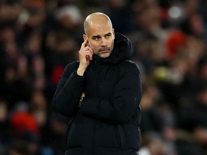 مدرب مانشستر سيتي بيب غوارديولا خلال المباراة ضد ساوثامبتون في كأس رابطة الأندية الإنجليزية - 11 يناير 2023 - Reuters 