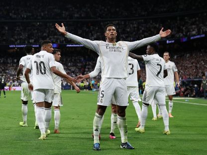 جود بيلينغهام يحتفل بهدفه في مباراة ريال مدريد ويوفنتوس بدوري أبطال أوروبا - 22 أكتوبر 2025 - Reuters