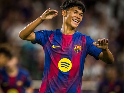 درو فرنانديز لاعب برشلونة الصاعد يحتفل بهدفه أمام فيسل كوبي الياباني - 27 يوليو 2025 - X@FCBarcelona