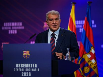 رئيس برشلونة جوان لابورتا خلال الجمعية العمومية للنادي - 19 سبتمبر 2026 - X/@FCBarcelona