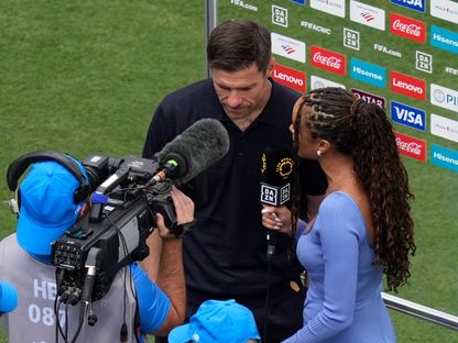 تشابي ألونسو مدرب ريال مدريد في مقابلة بعد الفوز على باتشوكا في مونديال الأندية - 22 يونيو 2025 - Reuters