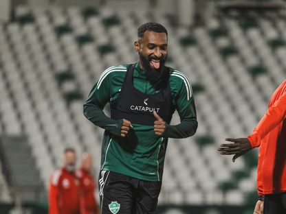 فراس البريكان خلال تدريب للأهلي السعودي - 5 مارس 2026 - X/@ALAHLI_FC