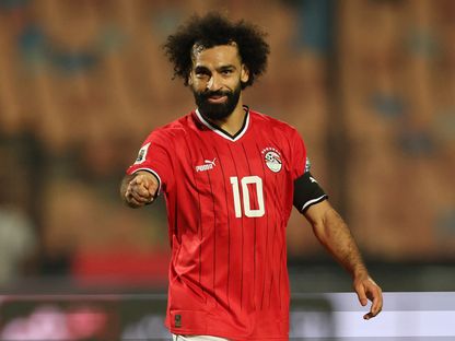 محمد صلاح نجم منتخب مصر يحتفل بهدفه في شباك جيبوتي - 16 نوفمبر 2023 - Reuters