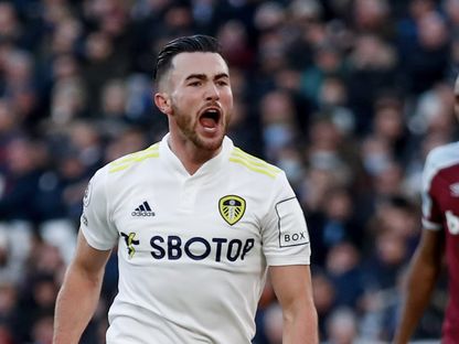 جاك هاريسون لاعب ليدز يونايتد يحتفل بعد التسجيل أمام وست هام - TWITTER/@LUFC