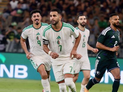 رياض محرز يحتفل بهدفه خلال مباراة الجزائر والسعودية - 18 نوفمبر 2018 - FB/Équipe d'Algérie de football