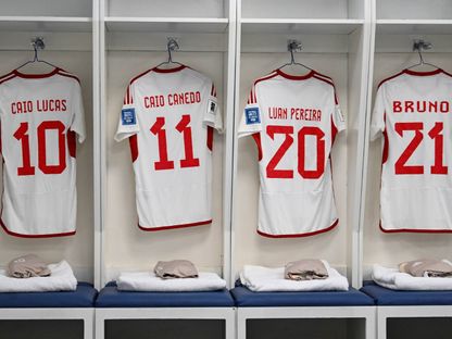 من حجرات ملابس منتخب الإمارات قبل مواجهة العراق في الملحق الأسيوي المؤهل إلى كأس العالم 2025 - 18 نوفمبر 2025 - X/@UAEFNT