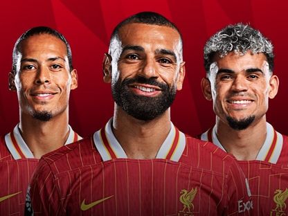 صورة مركبة لنجوم ليفربول.. محمد صلاح وفيرجيل فان دايك ولويس دياز - الشرق
