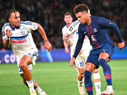 الشقيقان ديزيري دوي وغيلا دوي من مباراة باريس سان جيرمان وستراسبورغ بالدوري الفرنسي - 17 أكتوبر 2025 - X/Ligue1