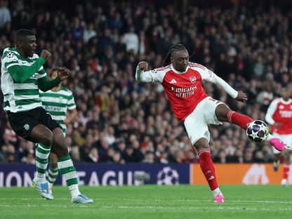 إبيريتشي إيزي خلال مباراة أرسنال وسبورتينغ لشبونة بدوري أبطال أوروبا - 15 أبريل 2026 - Reuters