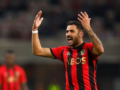 المهاجم الفرنسي غايتان لابورد خلال مواجهة نيس وتفينتي بالدوري الأوروبي - 7 نوفمبر 2024 - Reuters