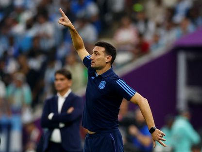 مدرب الأرجنتين ليونيل سكالوني خلال المباراة ضد كرواتيا - 13 ديسمبر 2022 - Reuters