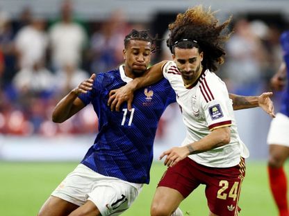 لاعب فرنسا مايكل أوليسيه في مواجهة مارك كوكوريا لاعب إسبانيا بنصف نهائي كأس العالم 2026 - 14 يوليو 2026 - Reuters