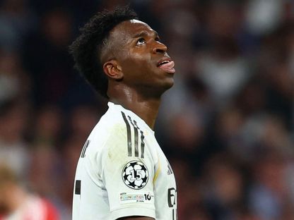 فينيسيوس جونيور يتحسر على ضياع هدف في مباراة ريال مدريد وبايرن ميونيخ بدوري أبطال أوروبا - 7 أبريل 2026 - Reuters