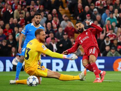 محمد صلاح من مباراة ليفربول وأتلتيكو مدريد بدوري أبطال أوروبا - 17 سبتمبر 2025 - Reuters