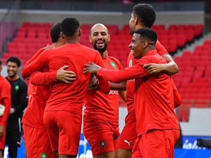 لاعبو المنتخب المغربي في آخر حصة تدريبية قبل مواجهة النيجر في تصفيات كأس العالم 2026 - 4 سبتمبر 2025 - X/@EnMaroc