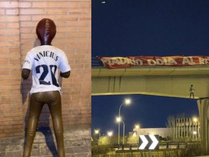 الدمية التي وجدت مشنوقة على جسر في مدريد وتحمل قميص فينيسيوس جونيور لاعب ريال مدريد - ينار 2023 - standard.co.uk