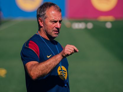 هانزي فليك خلال تدريب لبرشلونة - 15 سبتمبر 2026 - fcbarcelona.es