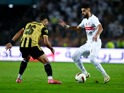 محمود بنتايك لاعب الزمالك خلال مواجهة المقاولون العرب بالدوري المصري - 16 أغسطس 2025 - X@ZSCOfficial