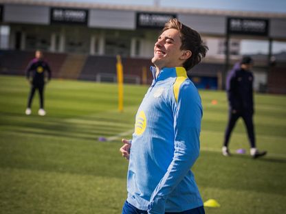 غافي لاعب برشلونة في أول حصة تدريبية بعد تعافيه من جراحة في الركبة - 20 فبراير 2026 - facebook/fcbarcelona