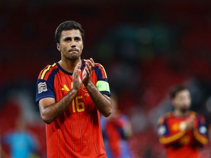 رودري قائد منتخب إسبانيا خلال مواجهة إنجلترا في دوري الأمم الأوروبية - 26 سبتمبر 2026 - REUTERS