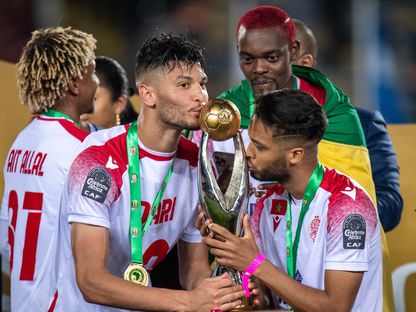لاعبو الوداد الرياضي المغربي يحتفلون بلقب دوري أبطال أفريقيا -  30 مايو 2022  - Getty 