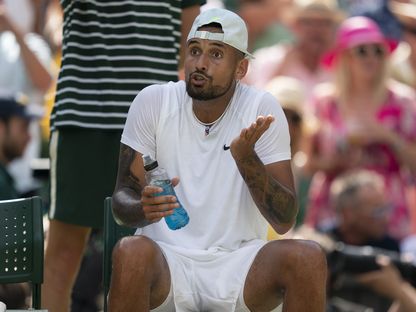 الأسترالي نيك كيريوس في إحدى مبارياته ببطولة ويمبلدون - 10 يوليو 2022 - USA TODAY Sports