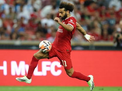 محمد صلاح خلال مباراة ودية بين ليفربول وبايرن ميونيخ في سنغافورة - 2 أغسطس 2023 - Reuters 