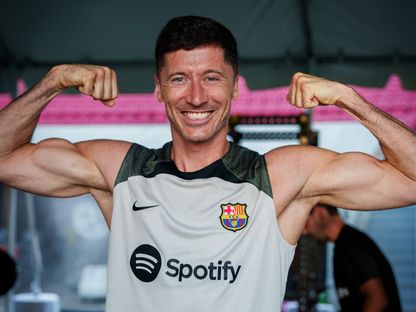 روبرت ليفاندوفسكي مهاجم برشلونة في مقر التدريبات - 16 مايو 2026 - X@FCBarcelona
