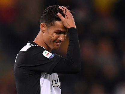 كريستيانو رونالدو خلال مباراة فريقهالسابق يوفنتوس ضد روما في الدوري الإيطالي - 12 مايو 2019 - reuters