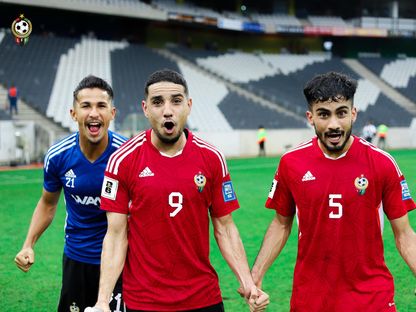 احتفال لاعبي منتخب ليبيا بعد الفوز على إسواتيني في تصفيات كأس العالم 2026 - 17 نوفمبر 2023 - facebook/Lff