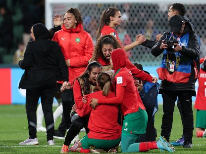 فرحة سيدات المغرب بالتأهل إلى ثمن نهائي كأس العالم 2023 - 3 أغسطس 2023 - AFP