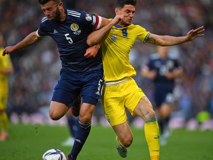 من مباراة اسكتلندا وأوكرانيا في الملحق الأوروبي المؤهل لكأس العالم - AFP