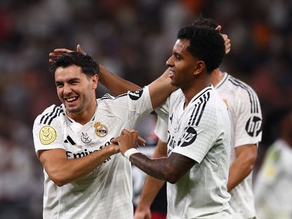 براهيم دياز ورودريغو خلال لقاء ريال مدريد ومايوركا بنصف نهائي كأس السوبر الإسباني - 9 يناير 2025 - Reuters