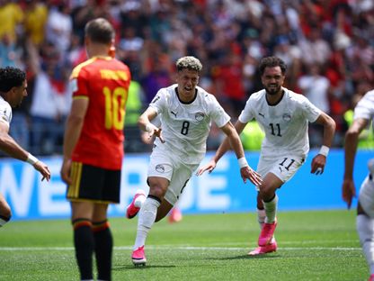 إمام عاشور يحتفل بهدف مصر أمام بلجيكا في كأس العالم - 15 يونيو 2026 - Reuters