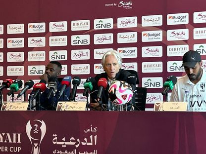 جورجي جيسوس مدب الهلال في مؤتمر صحافي قبل مواجهة الأهلي في نصف نهائي كأس السوبر السعودي - 12 أغسطس 2024 - X/@aawsat_spt