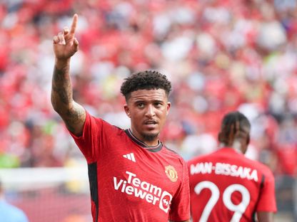 جادون سانشو لاعب مانشستر يونايتد خلال مواجهة أرسنال الودية - 27 يوليو 2023 - AFP
