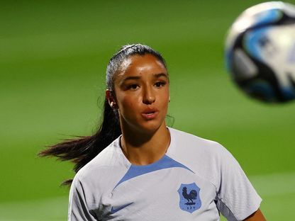 سكينة قرشاوي خلال حصة تدريبية لمنتخب فرنسا في سيدني - 22 يوليو 2023 - Reuters