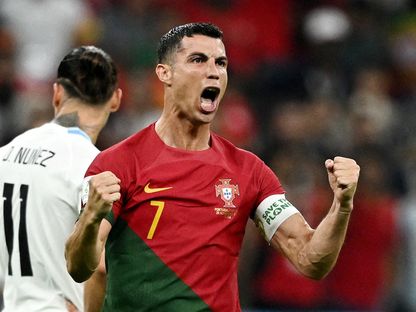 النجم البرتغالي كريستيانو رونالدو في مباراة منتخب بلاده أمام الأوروغواي - 28 نوفمبر 2022 - Reuters