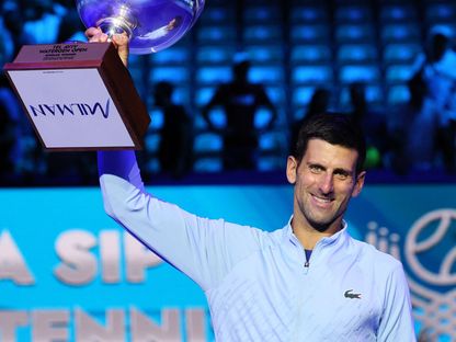 الصربي نوفاك دجوكوفيتش خلال تتويجه ببطولة تل أبيب المفتوحة للتنس. 2 أكتوبر 2022 - TWITTER/@atptour