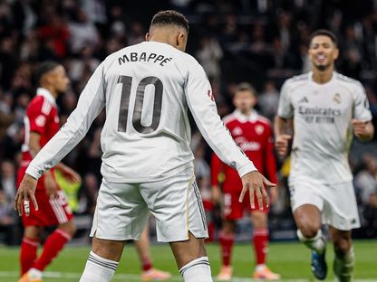 كيليان مبابي مهاجم ريال مدريد يحتفل بهدفه أمام إشبيلية بالدوري الإسباني- 20 ديسمبر 2025 - X@realmadrid