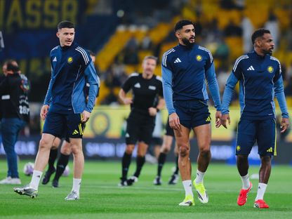 عبد الله الحمدان (يسار) مهاجم النصر الجديد قبل مواجهة الاتحاد في كلاسيكو الدوري السعودي - 6 فبراير 2026 - X/@AlNassrFC