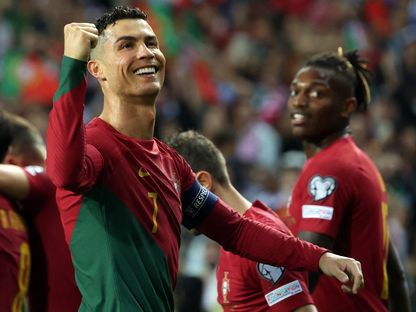 كريستيانو رونالدو بعد تسجيله هدفاً للبرتغال في مرمى سلوفاكيا بتصفيات "يورو 2024" – 13 أكتوبر 2023 - Reuters