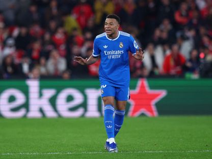 الفرنسي كيليان مبابي مهاجم ريال مدريد خلال المواجهة أمام بنفيكا في ذهاب ملحق ثمن نهائي دوري أبطال أوروبا - 18 فبراير 2026 - Reuters