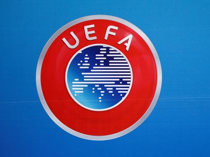 شعار الاتحاد الأوروبي لكرة القدم في مقرّه بسويسرا - 9 ديسمبر 2016 - Reuters 