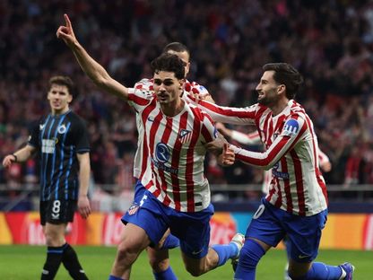 جوني كاردوسو يحتفل بتسجيل أتلتيكو مدريد لهدف أمام كلوب بروج في دوري أبطال أوروبا - 24 فبراير 2026 - Reuters