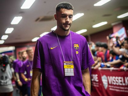 جوان غارسيا حارس برشلونة قبل انطلاق مباراة فريقه ضد فيتسل كوبي الياباني - 27 يوليو 2025 - x/FCBarcelona