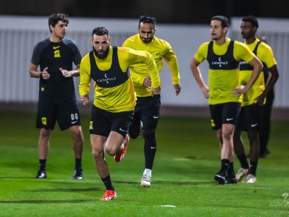 كريم بنزيما لاعب الاتحاد السعودي في حصة تدريبية - 16 أبريل 2024 - X/@ittihad