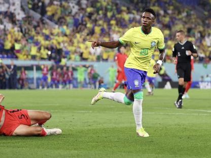 فينسيوس جونيور يسجل هدف البرازيل الأول أمام كوريا الجنوبية في مونديال 2022 - AFP